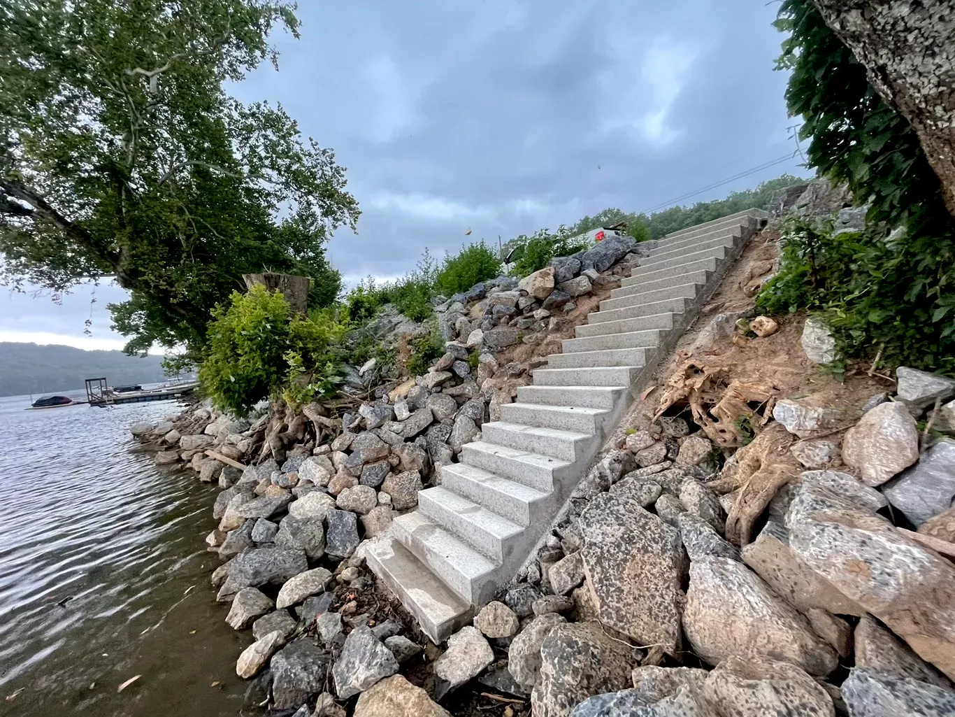 Stone stairway built into a rocky landscape